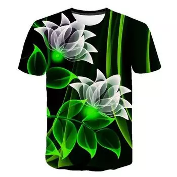 Летняя мужская футболка с красочным изображением розы, качественная рубашка с короткими рукавами и круглым вырезом с 3d цифровым принтом и короткими рукавами XXS