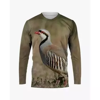 Летняя мужская футболка с круглым вырезом и принтом животных и перепелов, повседневный свободный свитер с длинным рукавом, модная мужская одежда S