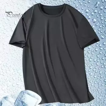 Летняя мужская футболка с круглым вырезом, однотонная сетка с коротким рукавом, ледяной шелк, быстросохнущий свободный эластичный пуловер, повседневная повседневная одежда, спортивный топ для фитнеса 3XL светло-зеленый