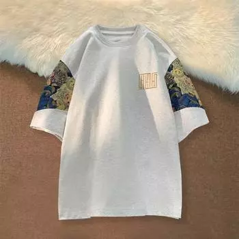 Летняя мужская футболка с круглым вырезом, свободная футболка с рисунком медведя в стиле ретро, тонкая однотонная футболка с короткими рукавами в американском стиле, уличная одежда для подростков, топ 3XL