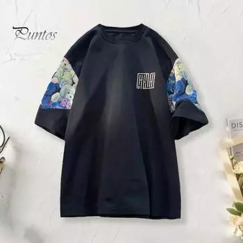 Летняя мужская футболка с круглым вырезом, свободная футболка с рисунком медведя в стиле ретро, тонкая однотонная футболка с короткими рукавами в американском стиле, уличная одежда для подростков, топ 3XL чёрный