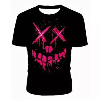 Летняя мужская футболка с принтом 3D Grimace, уличные повседневные футболки с коротким рукавом, модный свитер с круглым вырезом, свободная одежда S