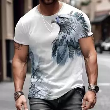 Летняя мужская футболка с принтом 3D волка, винтажные топы с круглым вырезом, футболки, мужская повседневная стильная одежда с коротким рукавом, модный тренд S