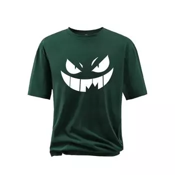 Летняя мужская футболка с принтом дьявола, модная повседневная футболка с коротким рукавом, винтажная футболка, свободная одежда, мужской пуловер S