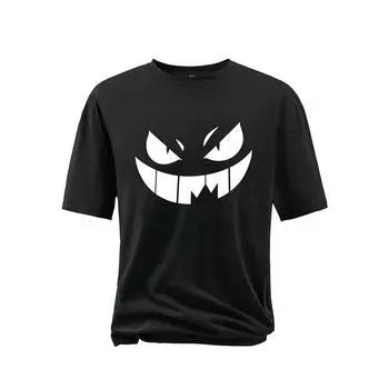 Летняя мужская футболка с принтом дьявола, модная повседневная футболка с коротким рукавом, винтажная футболка, свободная одежда, мужской пуловер S