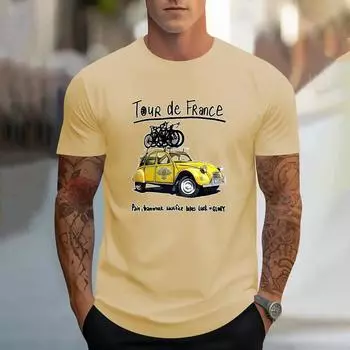 Летняя мужская футболка с принтом мультяшных машин, повседневная футболка с коротким рукавом, свитер с круглым вырезом, модная уличная мужская футболка, свободная одежда S
