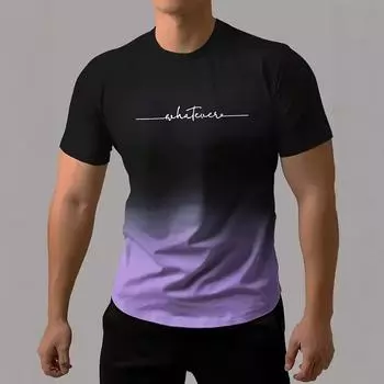 Летняя мужская футболка с принтом, простой градиентный модный тренд, короткий рукав, повседневная летняя футболка с коротким рукавом M белый
