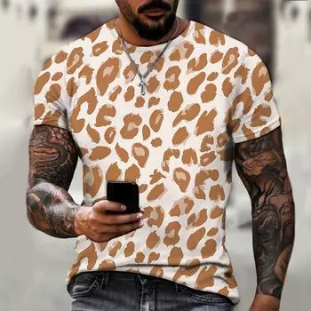 Летняя мужская футболка с принтом снежного леопарда белого цвета, футболка Harajuku, большие футболки, топы, футболки XS