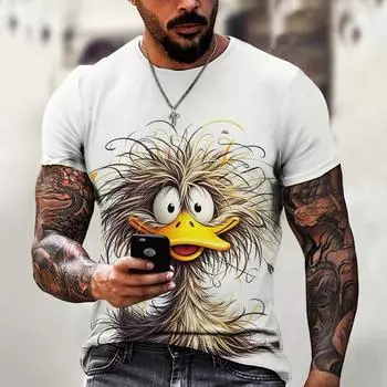 Летняя мужская футболка с принтом животных, повседневные футболки с коротким рукавом и 3D-принтом, модная уличная одежда, свитер с круглым вырезом, мужская свободная одежда S