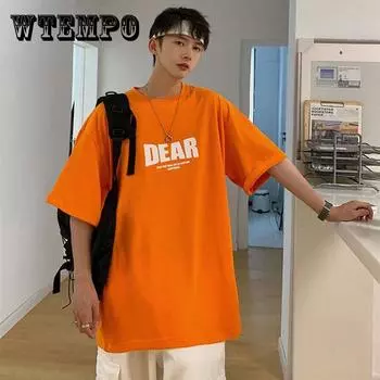 Летняя мужская футболка с простым буквенным принтом, одежда для пар, свободная повседневная нишевая футболка с короткими рукавами XXXL