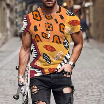 Летняя мужская футболка с текстурой животных в стиле Харадзюку, футболка с 3D принтом и круглым вырезом, модная уличная одежда, брендовая одежда высокого качества 6XL