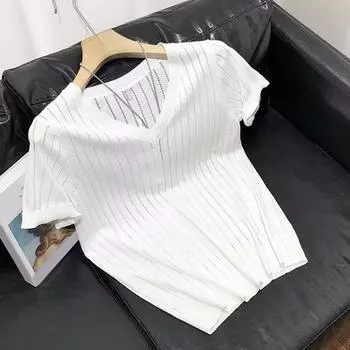 Летняя мужская футболка с вырезом, тонкая, облегающая, эластичная, с V-образным вырезом, однотонная, с короткими рукавами, для фитнеса, для спортзала, повседневная одежда B M серый