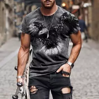 Летняя мужская футболка с животным принтом, модная одежда, мужской стиль, футболка с короткими рукавами и львом, новинка, тренажерный зал 3d XXS