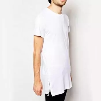 Летняя мужская футболка средней длины с круглым вырезом и коротким рукавом, молния, чистый цвет, пуловер в уличном стиле, повседневный повседневный спортивный топ M чёрный