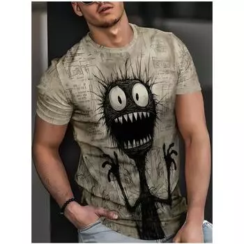 Летняя мужская футболка, уличная повседневная повседневная футболка с круглым вырезом, свободная модная футболка с круглым вырезом и коротким рукавом с 3D животным принтом XXXL
