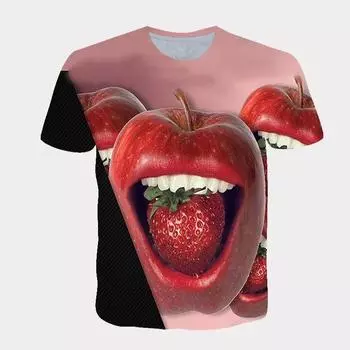 Летняя мужская футболка в стиле хип-хоп, интересная креативная футболка с рисунком десерта, фруктового мороженого, индивидуальный большой размер, с круглым вырезом, с коротким рукавом L