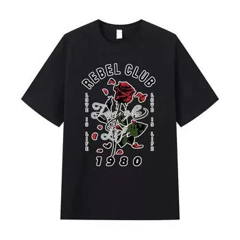 Летняя мужская футболка высокого качества из хлопка с короткими рукавами и принтом, женская футболка, модная спортивная рубашка, повседневный топ для бега S чёрный