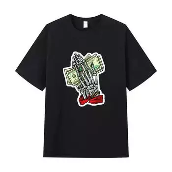 Летняя мужская футболка высокого качества из хлопка с короткими рукавами и принтом, женская футболка, модная спортивная рубашка, повседневный топ для бега S чёрный