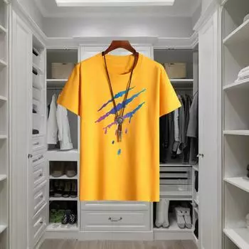 Летняя мужская хлопковая футболка, модная, повседневная, в простом стиле, уличная, трендовая, с коротким рукавом, с круглым воротником, повседневная, качественная одежда S
