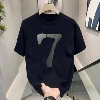 Летняя мужская и женская модная футболка с коротким рукавом, круглым вырезом, простым принтом, универсальная, модная, повседневная M