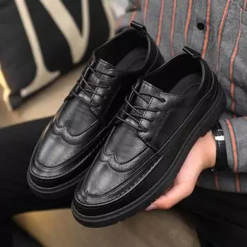 Летняя мужская кожаная обувь, универсальная повседневная мужская обувь, удобная кожаная обувь, водонепроницаемая рабочая обувь для кухни 39 чёрный