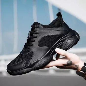 Летняя мужская кожаная повседневная обувь, увеличивающая рост, модные дышащие высокоэластичные массивные удобные кроссовки для взрослых мужчин 43 белый