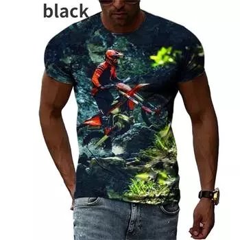 Летняя мужская крутая футболка для мотокросса с коротким рукавом, повседневные футболки с 3D принтом и круглым вырезом, уличная одежда, мужские футболки большого размера Camisetas 4XL