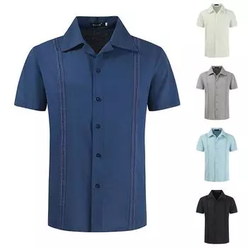 Летняя мужская крутая тонкая дышащая рубашка с воротником с лацканами, окрашенная хлопковая рубашка с градиентом L чёрный