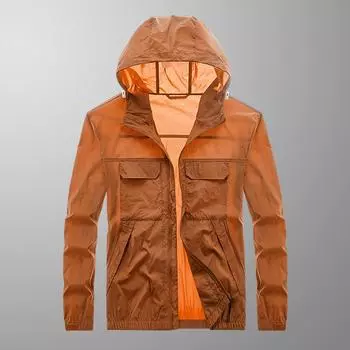 Летняя мужская куртка для отдыха на открытом воздухе, свободная, с капюшоном, солнцезащитная одежда, модная, универсальная, повседневная, многофункциональная, кожаная одежда M серый