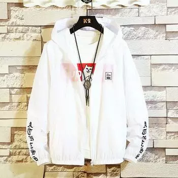 Летняя мужская куртка Ice Silk с капюшоном и защитой от ультрафиолета, свободная солнцезащитная одежда XXXXL белый