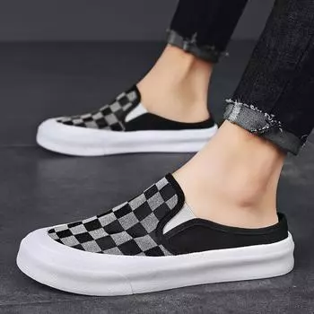 Летняя мужская мода 2025 года, универсальные, легкие и дышащие повседневные полутапочки из парусины 39 зелёный