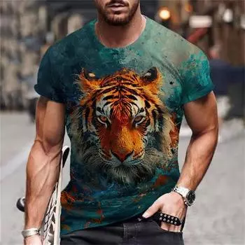 Летняя мужская мода креативная клетчатая абстрактная графика повседневная футболка с 3D-принтом Harajuku Personality O-воротник короткий рукав топ S