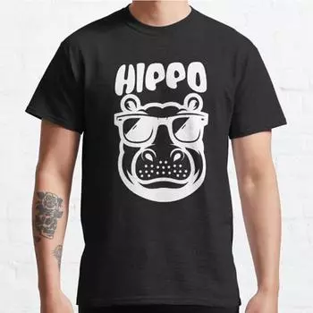 Летняя мужская мода повседневная с короткими рукавами Бегемот крутой и потрясающий бегемот в солнцезащитных очках черные футболки оверсайз футболки S синий