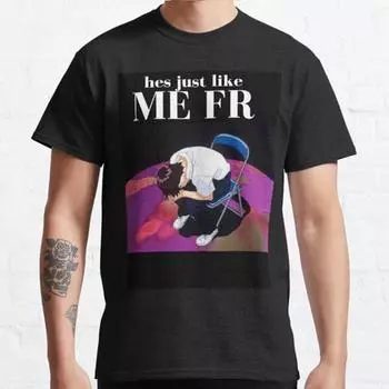 Летняя мужская мода повседневная с короткими рукавами Evangelion Hes Just Like Me Fr Shinji черные футболки оверсайз футболки S синий