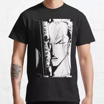 Летняя мужская мода повседневная сплошная футболка с короткими рукавами Roronoa Zoro и Dracule Mihawk черные футболки свободного покроя S синий