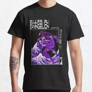 Летняя мужская мода повседневные рубашки с коротким рукавом Evangelion Unit 01 черные футболки большие футболки S синий