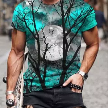 Летняя мужская новая рубашка с 3D-принтом, индивидуальный молодежный повседневный топ, летняя легкая футболка большого размера XS