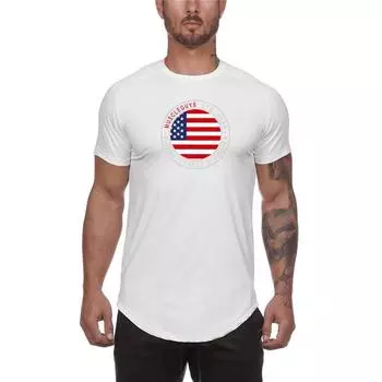 Летняя мужская облегающая футболка с круглым вырезом Do The Work, новая брендовая трендовая облегающая футболка для бодибилдинга и фитнеса с буквенным принтом, быстросохнущая сетчатая футболка Slim Fit M белый