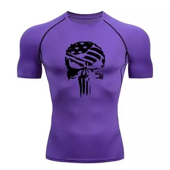Летняя мужская обтягивающая эластичная компрессионная рубашка с принтом черепа, быстросохнущая футболка для фитнеса, бега, дышащая, с короткими рукавами, S-3XL S