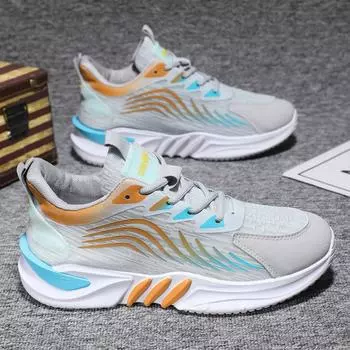 Летняя мужская обувь 2024 года, новые мужские спортивные кроссовки из кокосовой стразовой ткани, повседневная сетчатая обувь, дышащая модная обувь для папы 39 серый