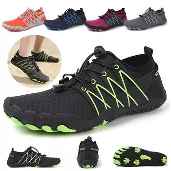 Летняя мужская обувь для воды Женская пляжная босиком Аква-обувь Пять пальцев Сандалии для плавания Дренажные болотные туфли Быстросохнущая обувь для катания на лодках Серфинг Фитнес-кроссовки 36 серый
