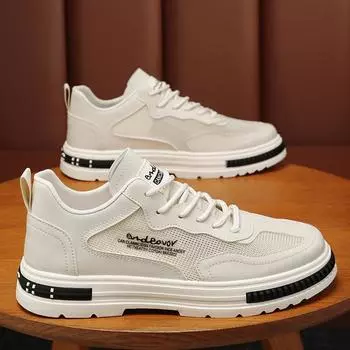 Летняя мужская обувь, дышащая обувь с тонкой полой сеткой, мужская трендовая универсальная спортивная обувь на толстой подошве, повседневная обувь для доски, модная обувь 39