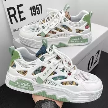 Летняя мужская обувь, дышащая парусиновая обувь, мужская корейская версия тренда универсальной белой обуви, спортивная обувь, повседневные кроссовки 44 хаки