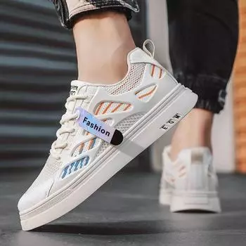 Летняя мужская обувь, дышащая повседневная обувь с сетчатой поверхностью, нескользящая мужская студенческая легкая спортивная модная обувь для мужчин 39 бежевый