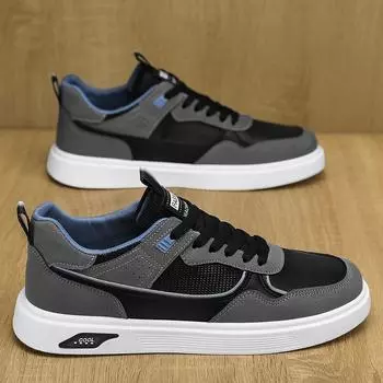 Летняя мужская обувь Дышащая сетчатая обувь Мужская модная тканевая обувь на толстой подошве Спортивная повседневная обувь для досок Маленькие белые туфли Модная обувь 39