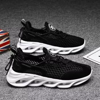 Летняя мужская обувь, дышащая, тонкая, модная обувь, ажурная, сетчатая, летняя, повседневная, спортивная обувь для бега с сетчатым лезвием 39 белый