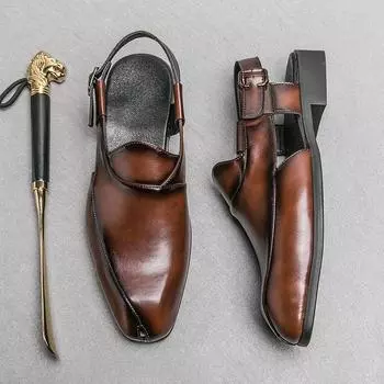 Летняя мужская обувь, дышащие оригинальные новые мужские сандалии для вождения, мужская социальная обувь, модные деловые сандалии, тапочки, садовая обувь 38