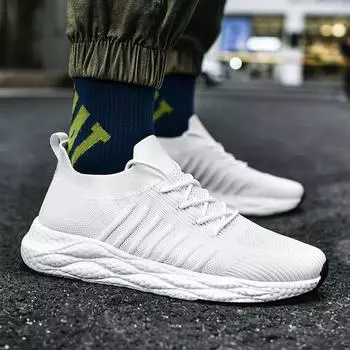 Летняя мужская обувь Fly-Woven, дышащая спортивная обувь, легкая повседневная спортивная мужская обувь с отверстиями 38 серый