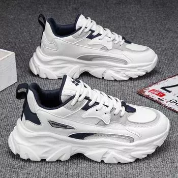 Летняя мужская обувь из дышащей сетки, мужская трендовая универсальная спортивная обувь на платформе, повседневная для папы 39