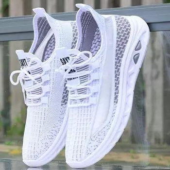 Летняя мужская обувь из сетки Ice Silk, повседневная спортивная обувь для бега, тонкая полая студенческая дышащая дезодорирующая мужская обувь 38